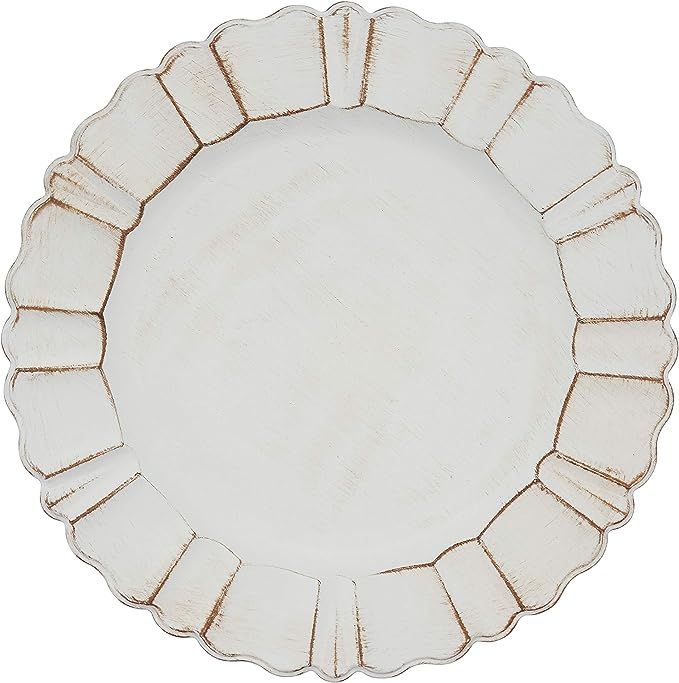 SARO LIFESTYLE Sousplat Collection Scalloped Ruffled Charger Plates (Set of 4), 13", Ivory | Amazon (US)