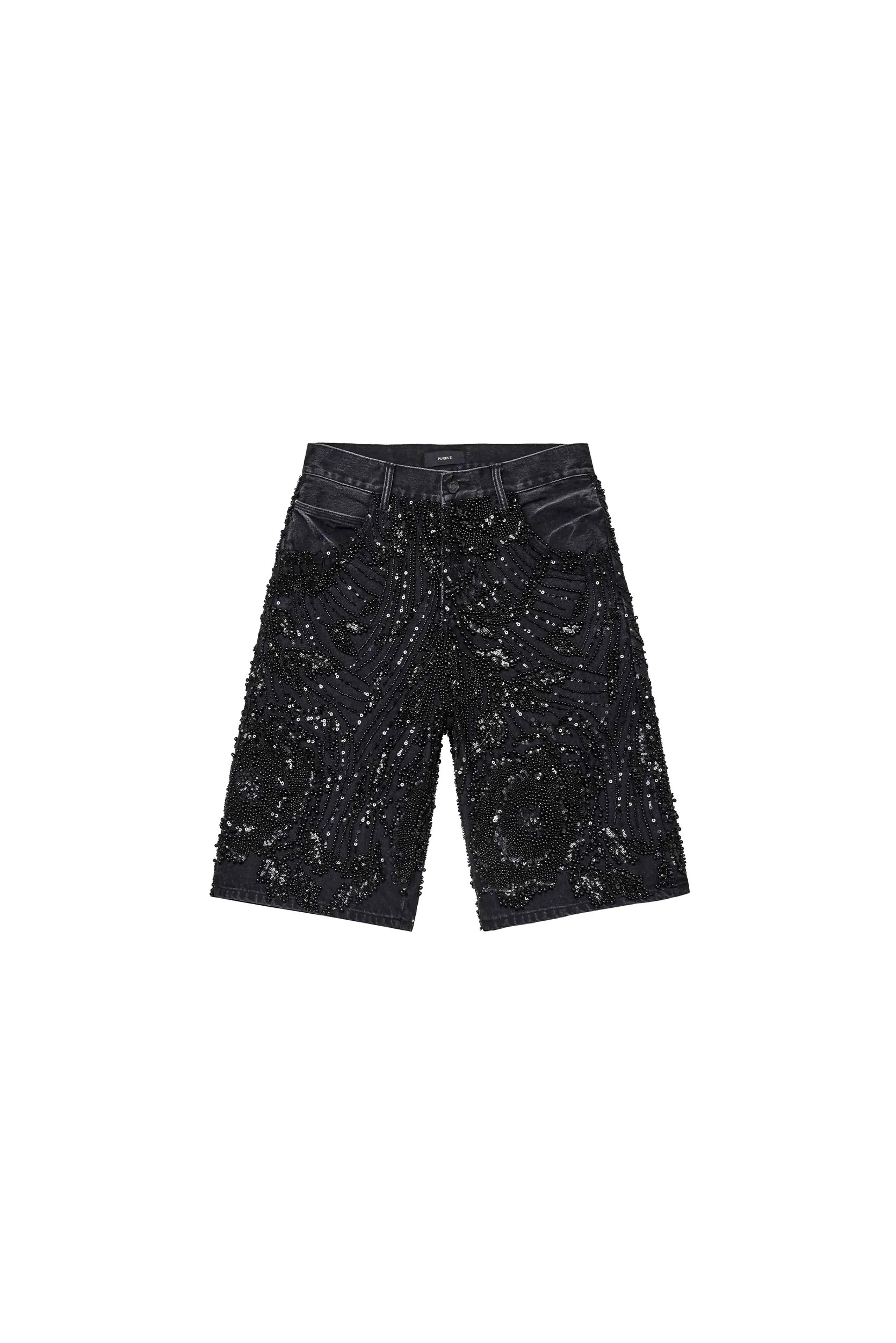 P070 Mesh Embellishment Short | Purple Brand