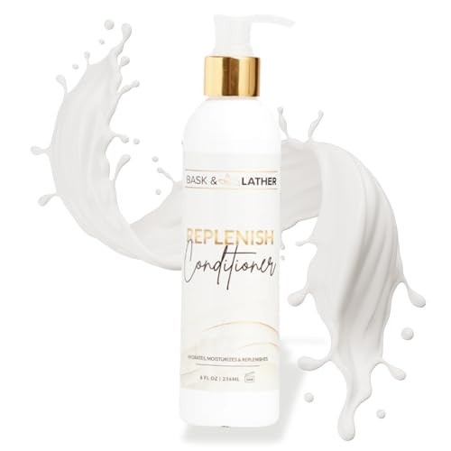 BASK & LATHER Replenish Conditioner – Deep Hydrating, Natural Formula for Elasticity & Detangling, Silicone-Free, Paraben-Free, Color-Safe, 8 oz | Amazon (US)