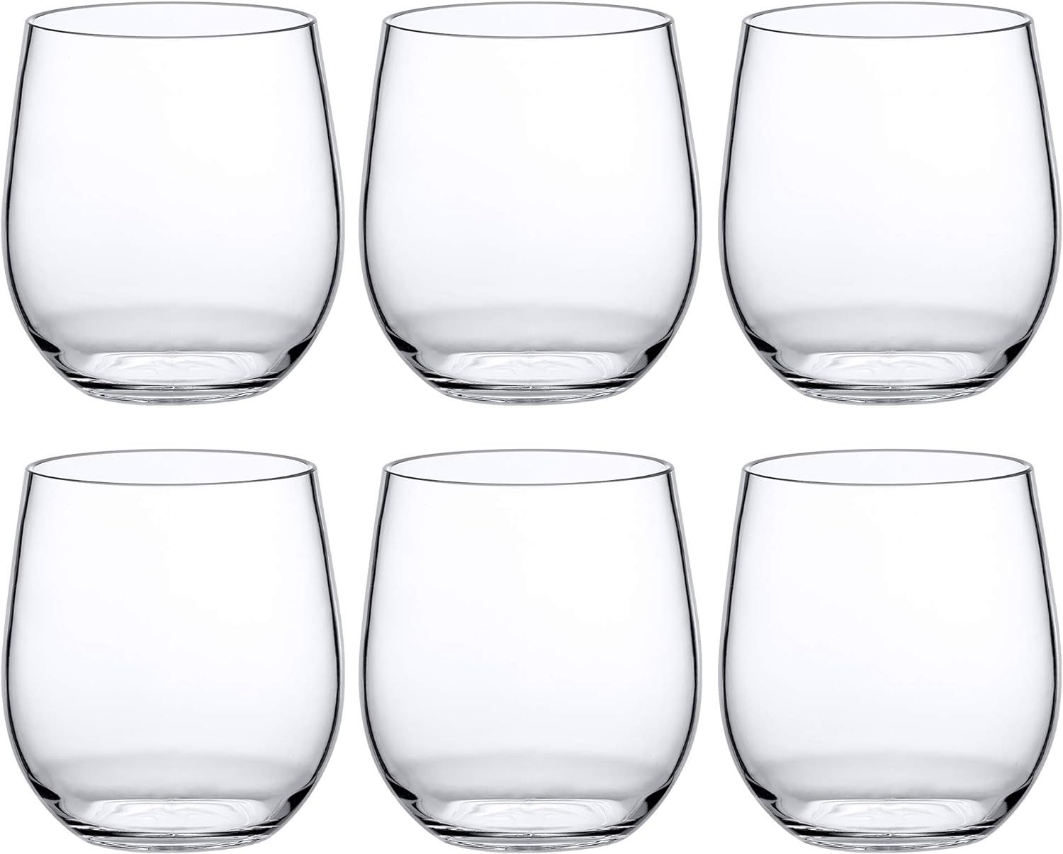 Amazing Abby - Cindy - 14-Ounce Unbreakable Tritan Wine Glasses (Set of 6), Plastic Stemless Wine... | Amazon (US)