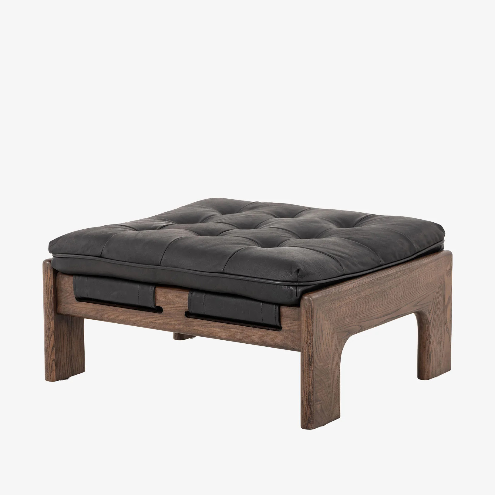 Four Hands Halston Ottoman In Heirloom Black | The Addison West