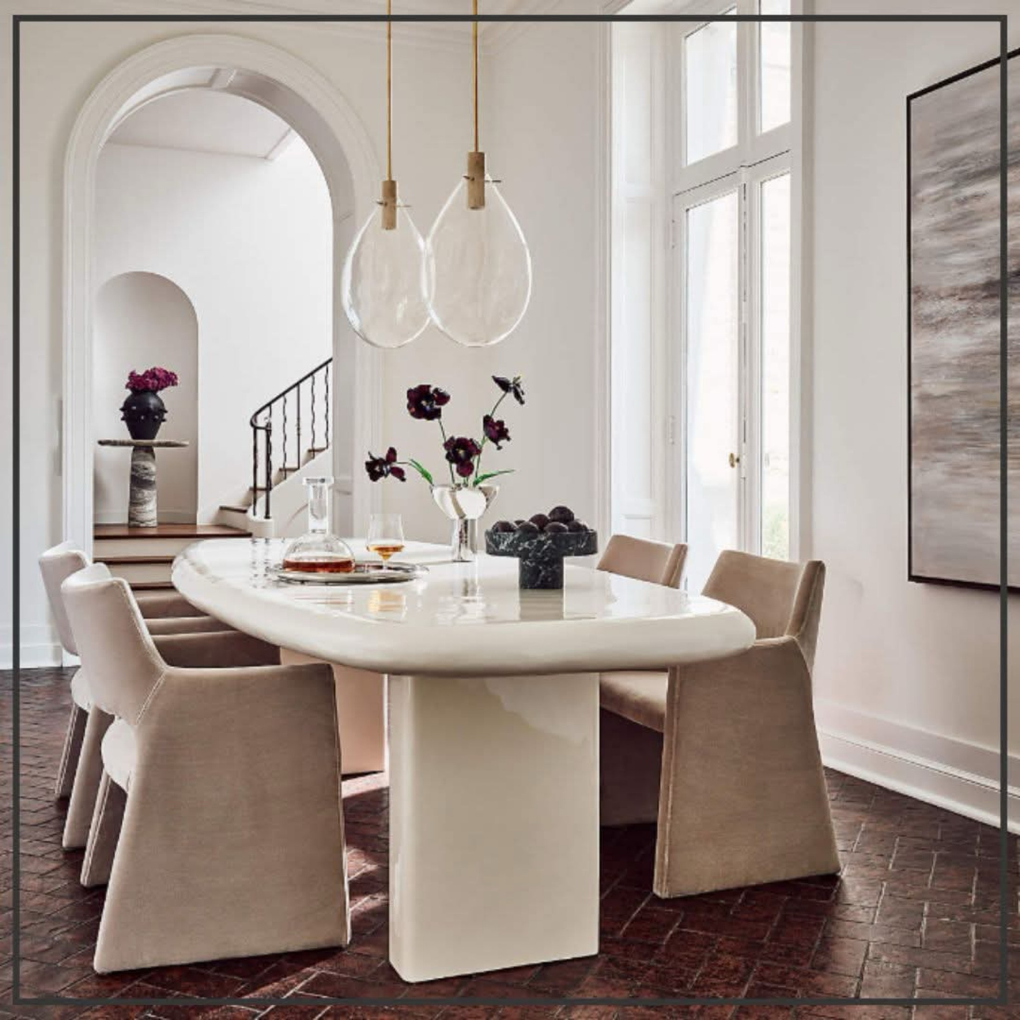Bright, airy, and effortlessly modern! ✨ This dining space is all about clean lines, natural light, and a perfect mix of textures. From the sleek table to the cozy seating and statement lighting, every detail feels fresh and inviting. Shop the look here! #LTKHome #ModernDining #AiryAesthetic #diningroom #goldpendants #cb2

#LTKHome #LTKFamily #LTKStyleTip
