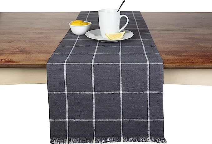 Amazon.com: Sticky Toffee Yarn Dyed Farmhouse Plaid Table Runner for Kitchen or Dining, 100% Cott... | Amazon (US)