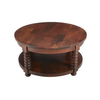 Home Decorators Collection Glenmore Walnut Medium Round Wood Coffee Table with Detailed Legs CAC-... | The Home Depot