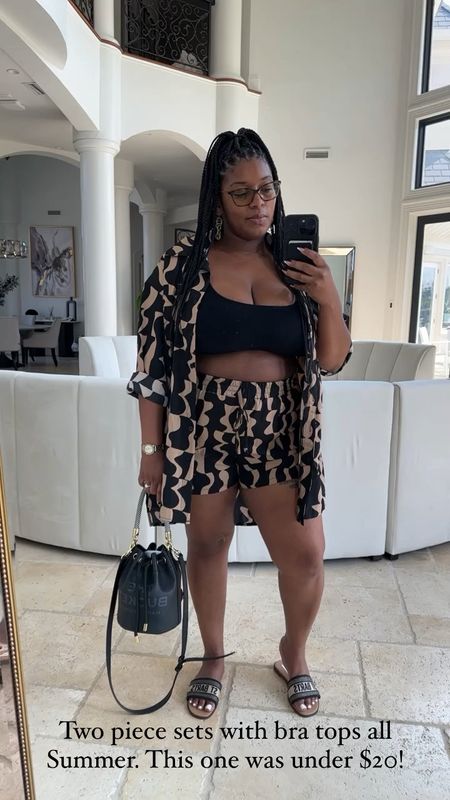 The perfect summer two piece set for less than $20. Great option for breastfeeding mamas this summer who still want to look cute. Runs true to size, I am wearing an XL. 

The sandals and bag really complete the look. 

#LTKcurves #LTKbump #LTKunder50