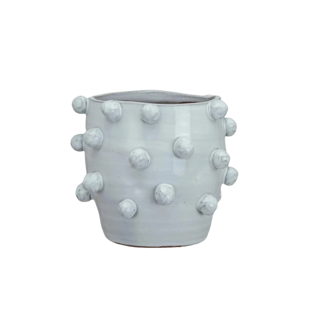 White Hobnail Planter | Pink Antlers