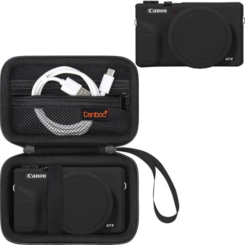 Canboc Case for Canon PowerShot G7X Mark III Digital Camera, 1* Hard Carrying Case + 1* Soft Silicone Cover with Removable Lens Cover, Black (Case Only) | Amazon (US)