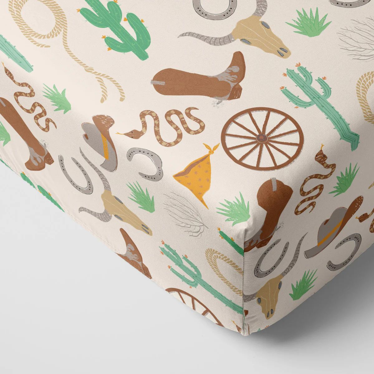 Caramel Ready to Rodeo Fitted Crib Sheet | Little Sleepies