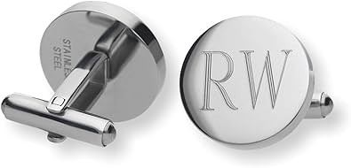 Pearlina Personalized Cufflinks for Men - Stainless Steel 18mm Engraved Cuff Links - Custom Initi... | Amazon (US)