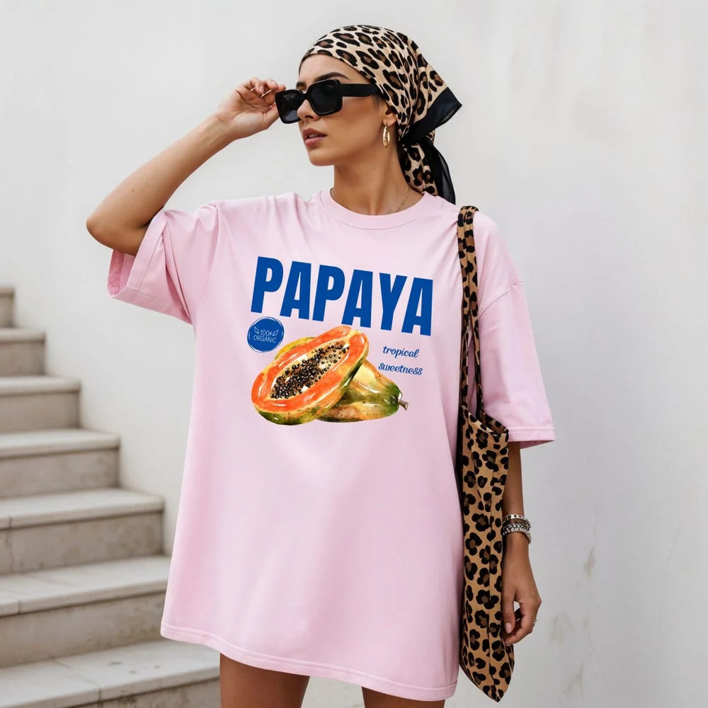 DOPASHIRT Papaya Graphic Tee, Trendy Fresh Fruit Shirt, Tropical Vacation Apparel, Summer Clothin... | Walmart (US)