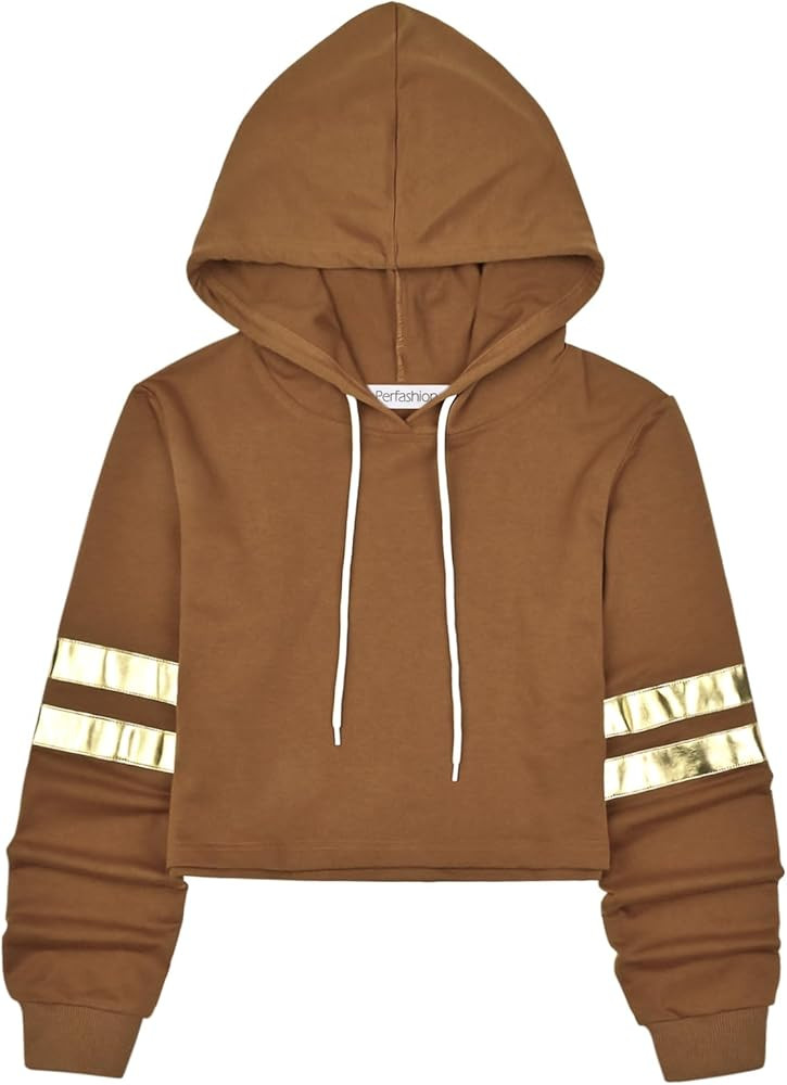 Perfashion Women Sweatshirt Crop Top Hoodie Long Sleeve Sweatshirts | Amazon (US)