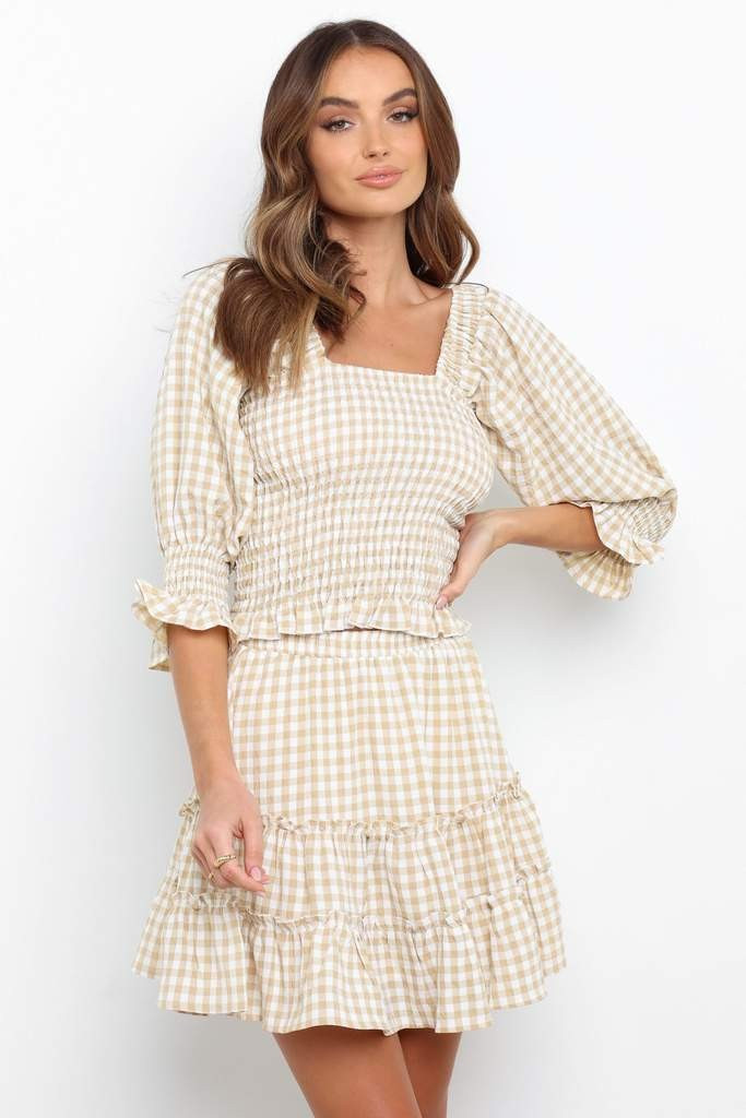 Porter Top - Beige Gingham | Petal & Pup (US)