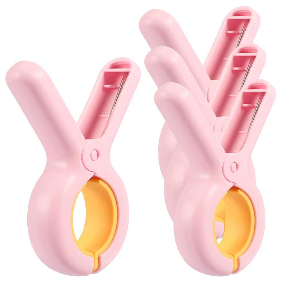 Beach Chairs Clips, Pink 4 PCS Beach Towel Clips for Cruise/Pool Chairs, Cloth Pins Quilt Drying ... | Amazon (US)