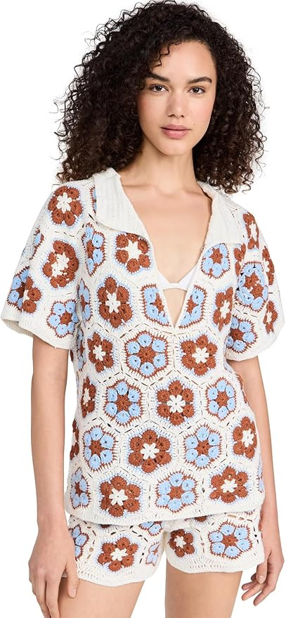 MINKPINK Women's Dawn Flower Crochet Shirt | Amazon (US)