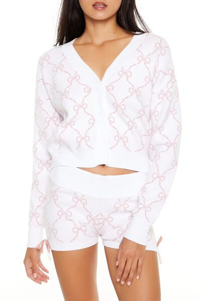 Bow Print Cardigan Sweater | Forever 21