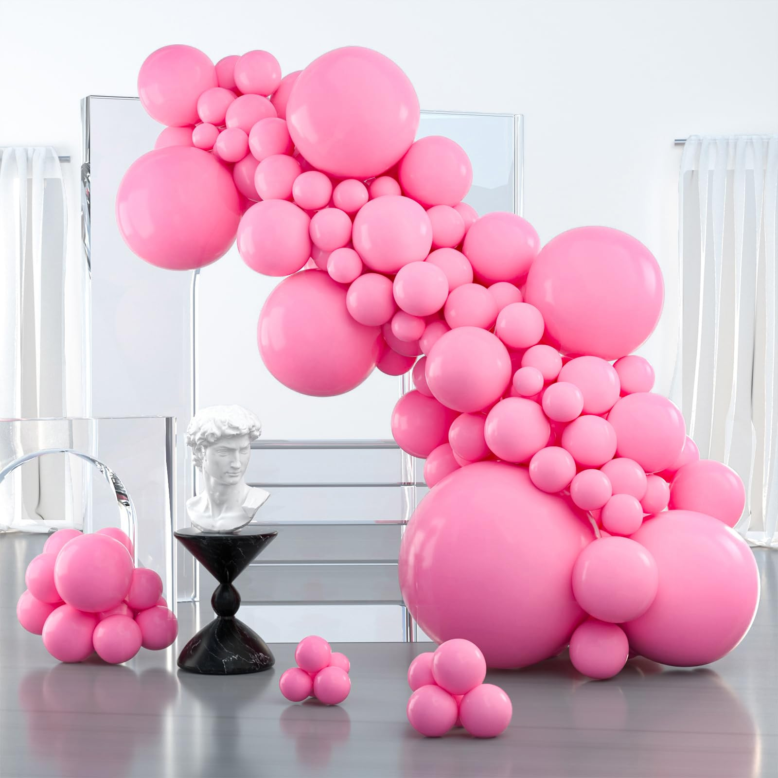 PartyWoo Pink Balloons 127 pcs Different Sizes of 36 18 12 10 5 Inch Matte Pink Balloon Arch Kit ... | Amazon (US)