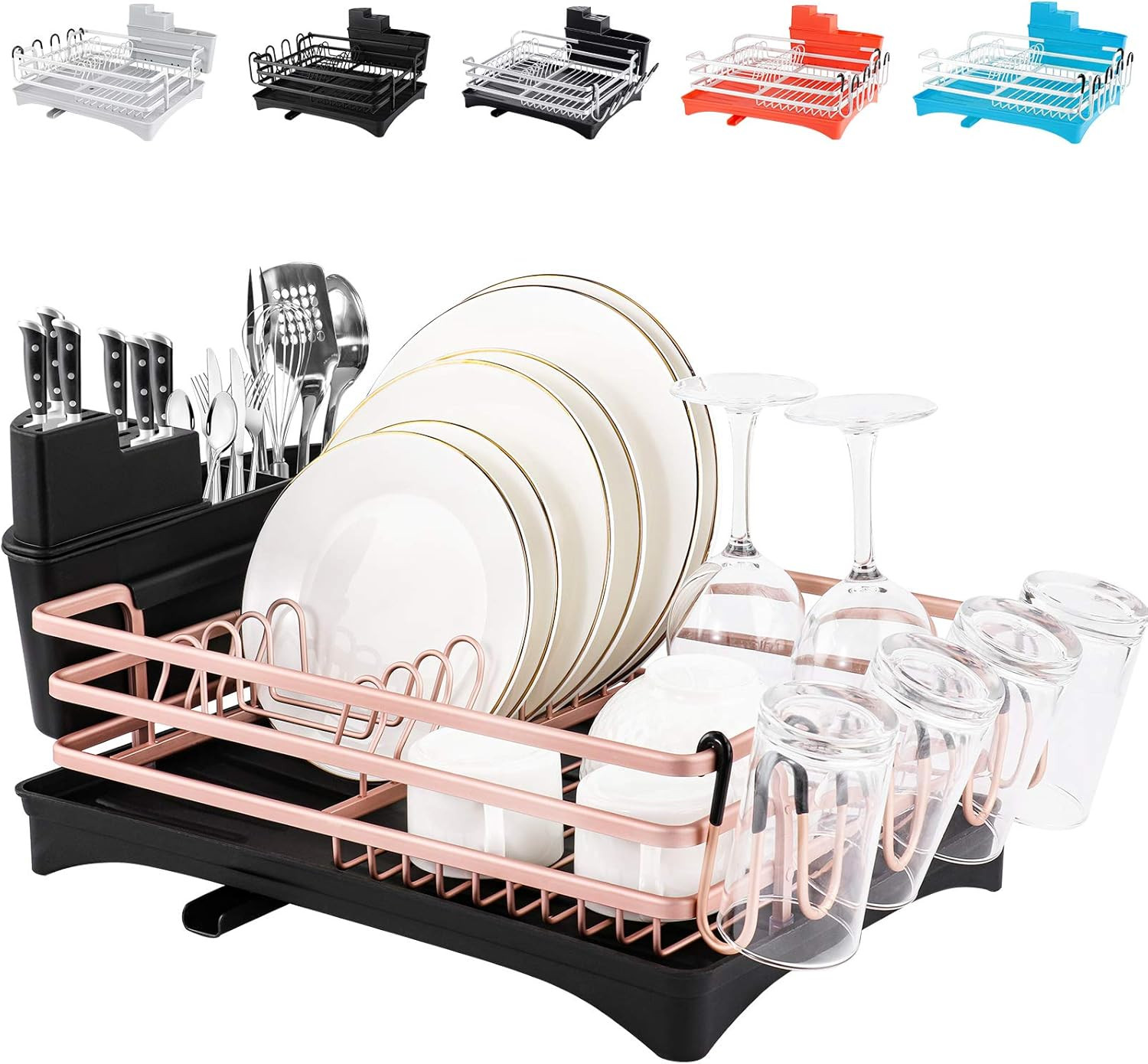 Rottogoon Aluminum Dish Drying Rack, 16.5" x 11.8" Compact Rustproof Dish Rack and Drainboard Set... | Amazon (US)