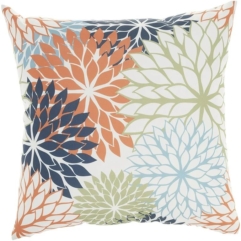 Mina Victory Aloha Floral Multicolor 20" x 20" Outdoor Throw Pillow, Easy Clean, Zipper Closure, ... | Walmart (US)