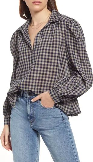 Checkered Stretch Cotton Top | Nordstrom