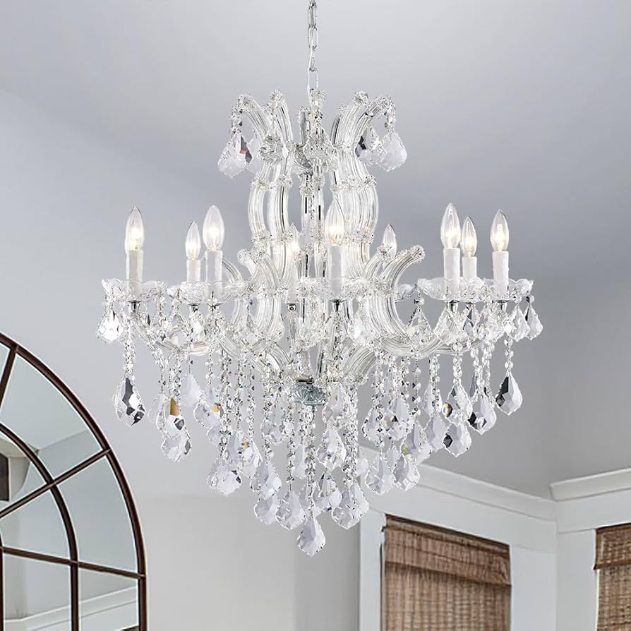 Modern Crystal Chandelier Light Fixtures - Luxury Maria Theresa Chrome Chandeliers for Dining Roo... | Amazon (US)