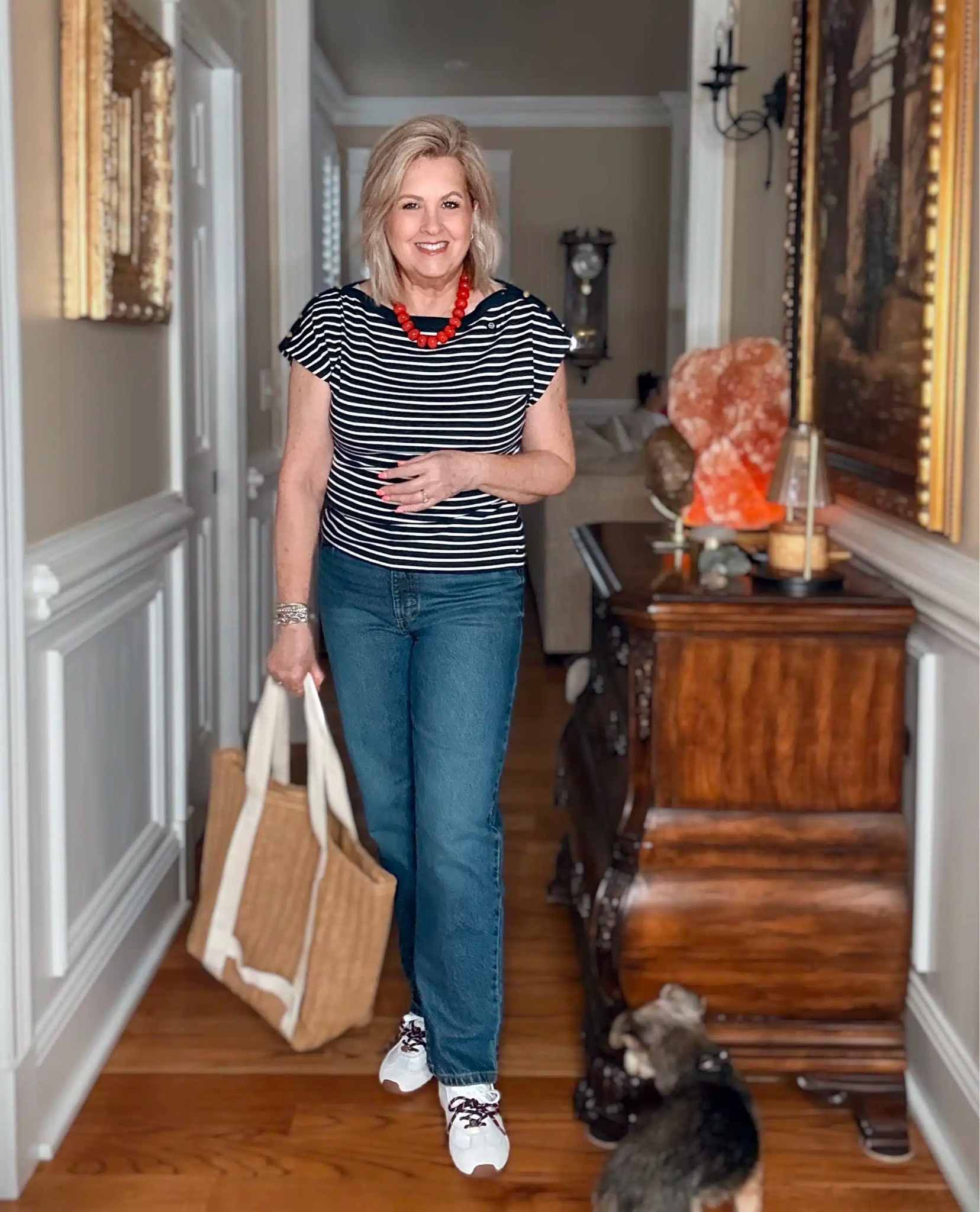 Casual navy outfit that will work for Memorial Day! My top is a medium (I needed a large) and jeans are a size 10.

#LTKOver40 #LTKootd #LTKWorkwear