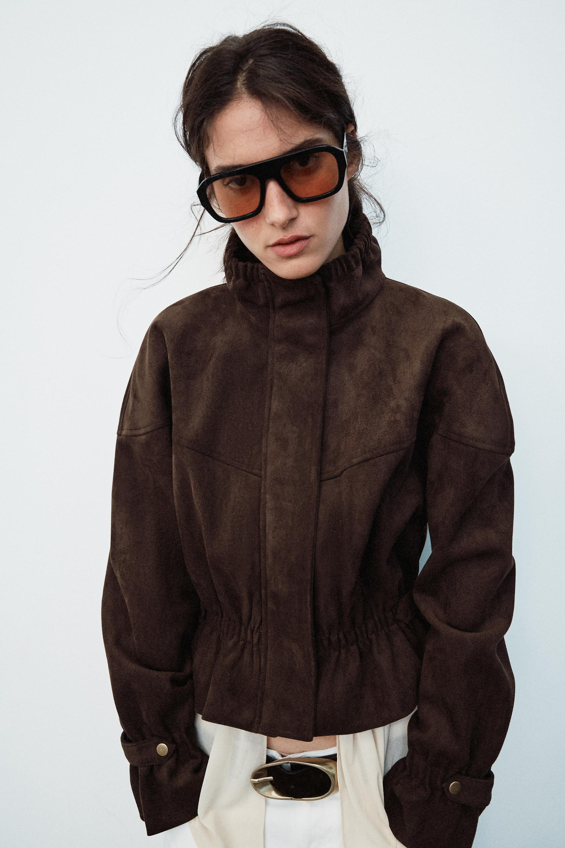 Zara - Suede-Effect Jacket - Brown - L - Woman | Zara US