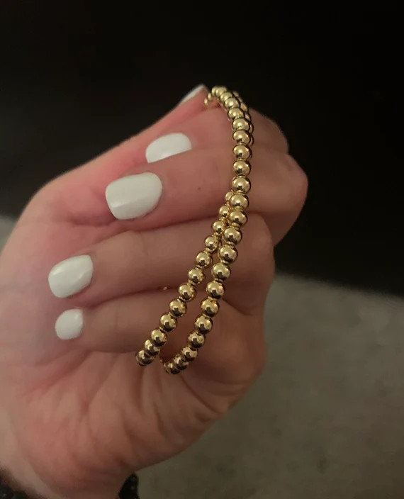 18k Gold filled beaded bracelet (no letters or specialty beads) | Etsy (US)