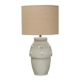 Creative Co-Op Modern Stoneware Raised Dot Design and Fabric Shade, Ivory Table Lamp | Amazon (US)