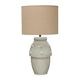 Creative Co-Op Modern Stoneware Raised Dot Design and Fabric Shade, Ivory Table Lamp | Amazon (US)