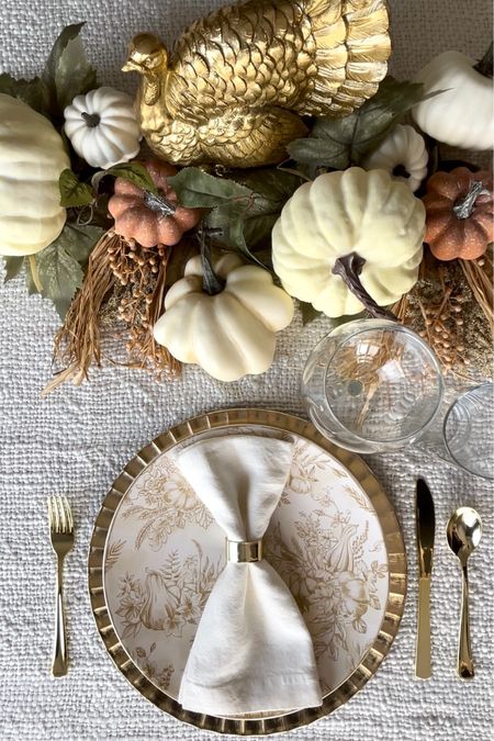 Thanksgiving table setting. Plate ware and table cloth on sale!!!

Thanksgiving 
Table setting
Thanksgiving dining
Turkey decor
Gold turkey decor
Thanksgiving plate ware 
Pumpkin plate ware 
Charger plates
Thanksgiving charger plates
Fall charger plates
Gold charger plates
Gold utensils
Wine glasses
Faux pumpkins 
Fall decor
Fall decorations 
Table cloth 
Knit table cloth
On sale
Gold napkin rings
Napkin rings
Linen napkins
#LTKFindsunder50 #LTKseasonal



#LTKsalealert #LTKhome #LTKHoliday