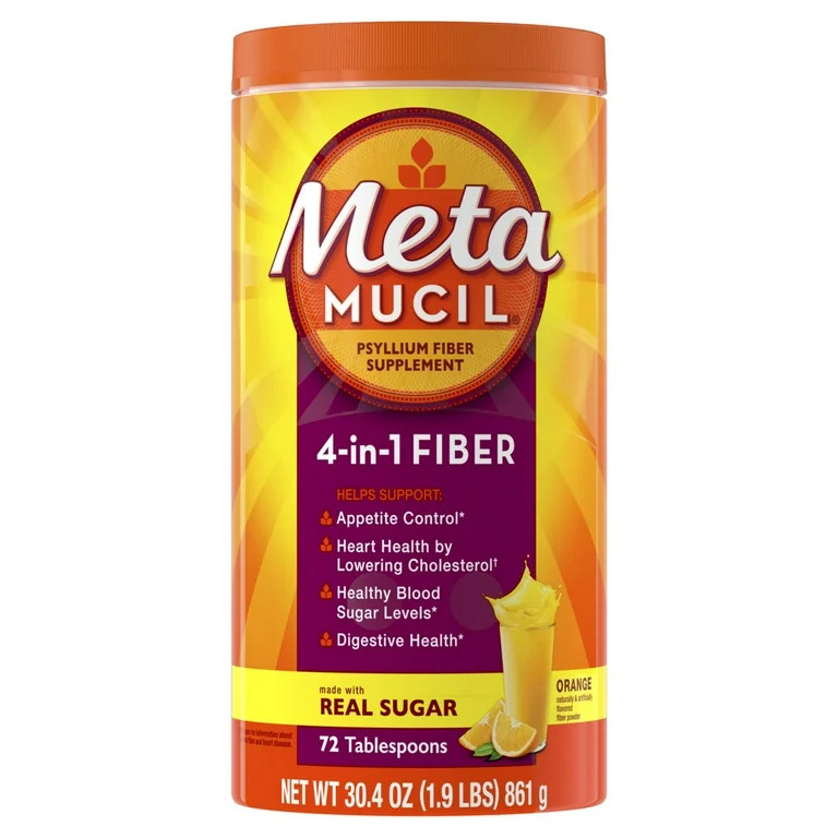 Metamucil Fiber Supplement, Sugar Fiber Powder for Daily Digestive Health, Orange, 72 Servings | Walmart (US)