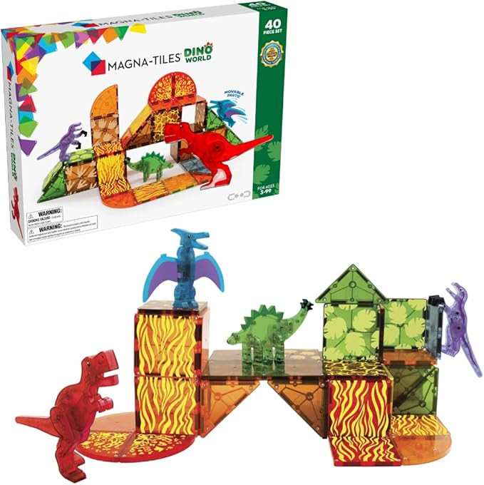 MAGNA-TILES Dino World 40-Piece Magnetic Construction Set, The ORIGINAL Magnetic Building Brand | Amazon (US)