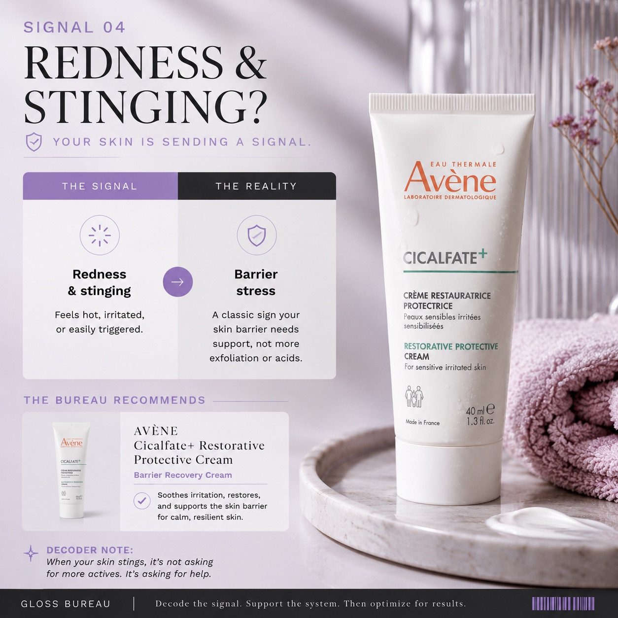 Does your skin feel hot, irritated, or easily triggered? We are decoding the Signal of redness and stinging. The reality is barrier stress—a classic sign your skin barrier needs support, not more exfoliation or acids. When your skin stings, it isn't asking for more actives; it's asking for help. The Bureau recommends Avène Cicalfate+ Restorative Protective #Cream to soothe irritation and restore a calm, resilient #barrier.

#LTKBeauty #LTKselfcare #LTKgrwm