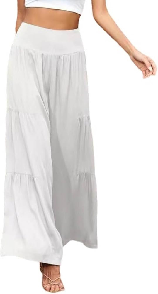 Smoneyful Linen Pants for Women High Waist Casual Cotton Lounge Trouser Summer Beach Loose Comfy ... | Amazon (US)