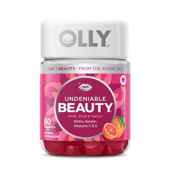 OLLY Undeniable Beauty Multivitamin Gummies for Hair Skin & Nails - Grapefruit Glam - 60ct | Target
