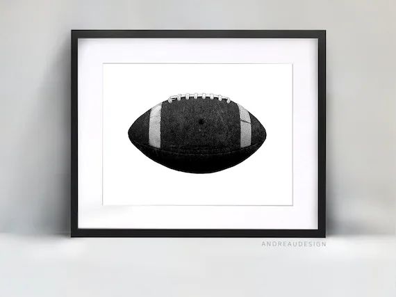 Football Home Decor, Black and White American Football Printable Art, Sports Wall Art, Teenage Bo... | Etsy (US)