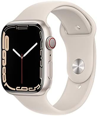 Apple Watch Series 7 GPS + Cellular, 45mm Starlight Aluminum Case with Starlight Sport Band - Regula | Amazon (US)