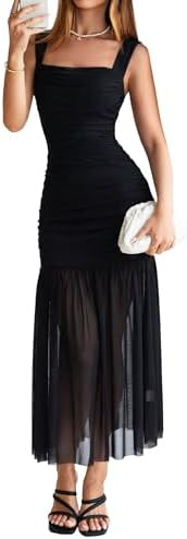 BerryGo Womens Summer Off Shoulder Maxi Dress Ruched Formal Wedding Guest Bodycon Floral Flowy Co... | Amazon (US)