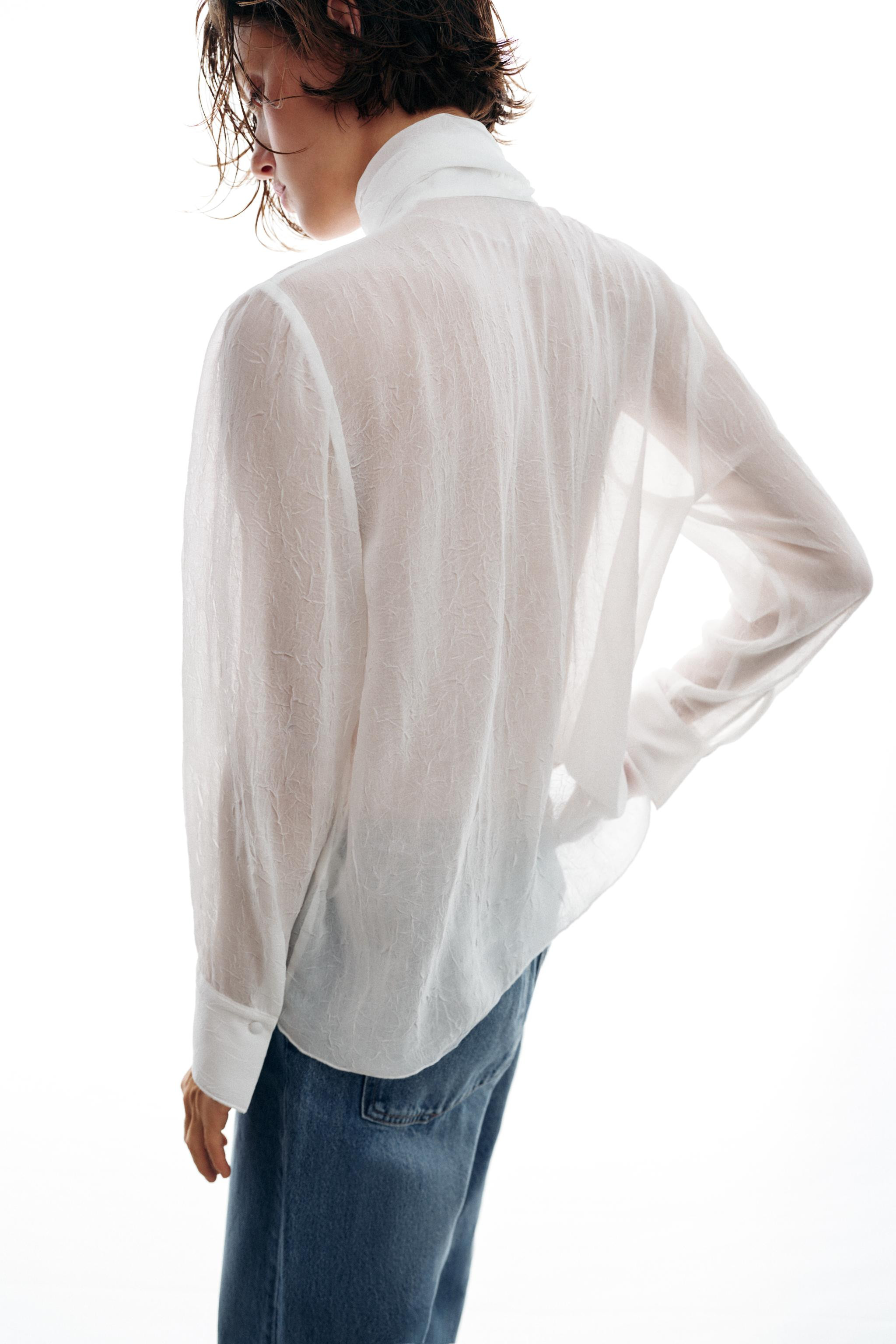 SEMI-SHEER FLOWER BLOUSE | Zara US