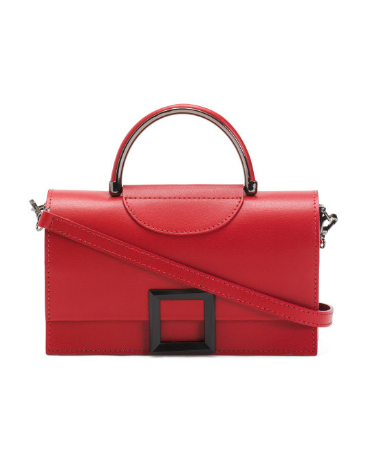 Made In Italy Leather Geo Satchel With Ring Handle | TJ Maxx