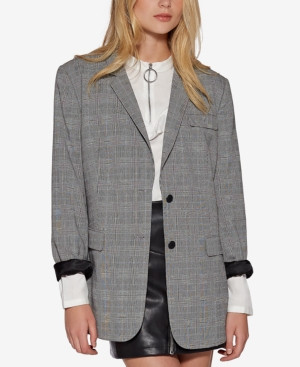 Avec Les Filles Plaid Boyfriend Blazer | Macys (US)