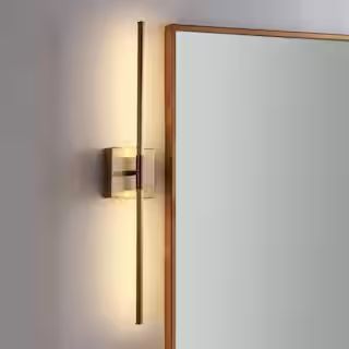 JONATHAN Y Makena 28 in. Gold Dimmable Integrated LED Metal Wall Sconce JYL7022B - The Home Depot | The Home Depot