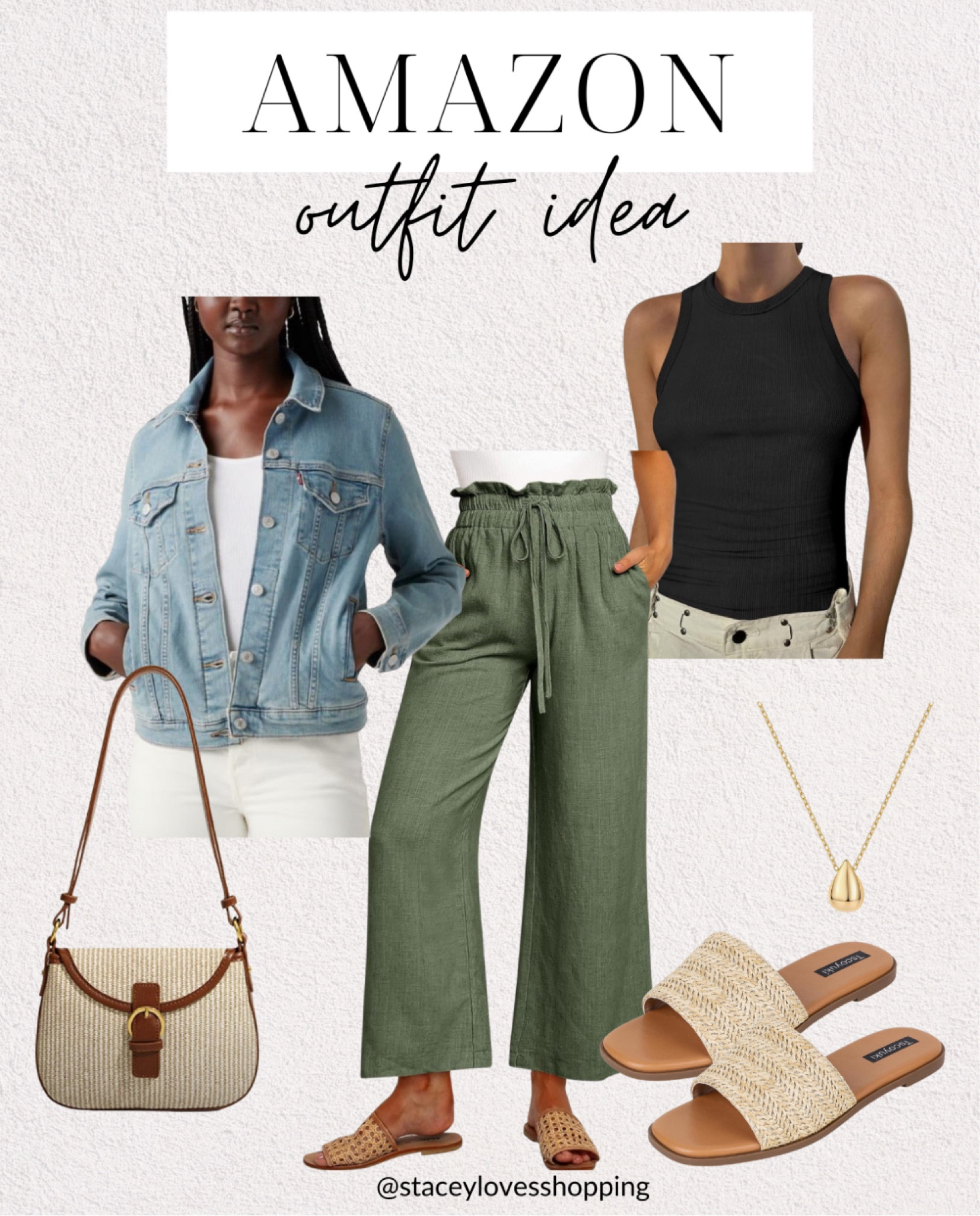 Amazon outfit idea - linen blend cropped pants (tts), jean jacket, black tank, straw bag and sandals.

Fall outfit, summer outfit, teacher outfit



#LTKFindsUnder50 #LTKOver40 #LTKStyleTip