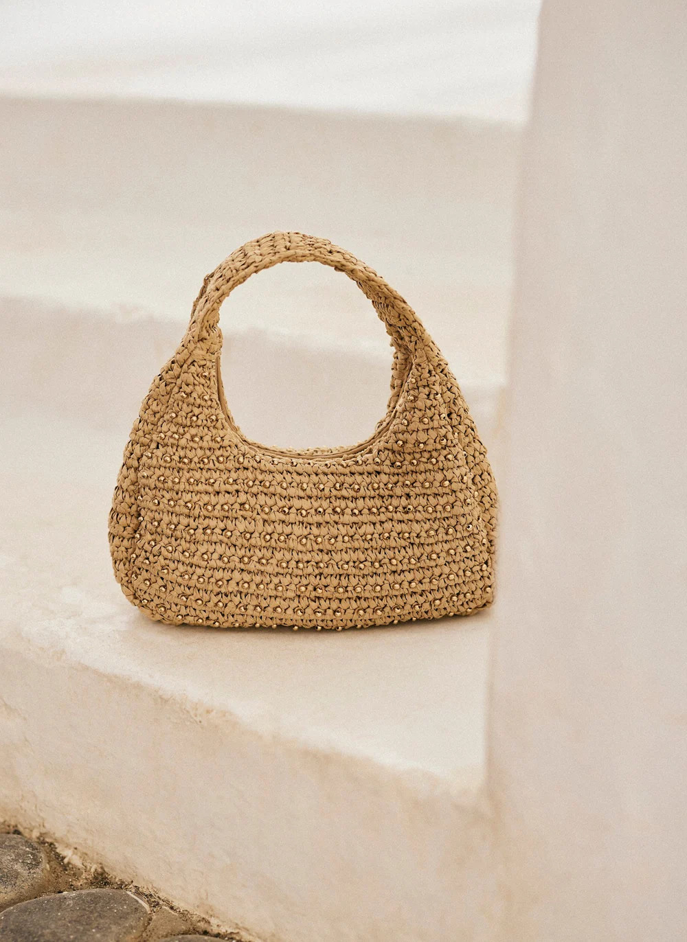 Winnie Neutral Woven Beaded Bag | Mint Velvet