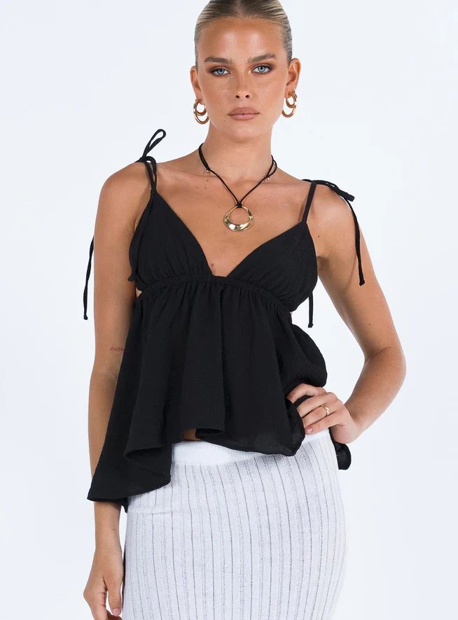 Hearts Flutter Top Black Lower Impact | Princess Polly US