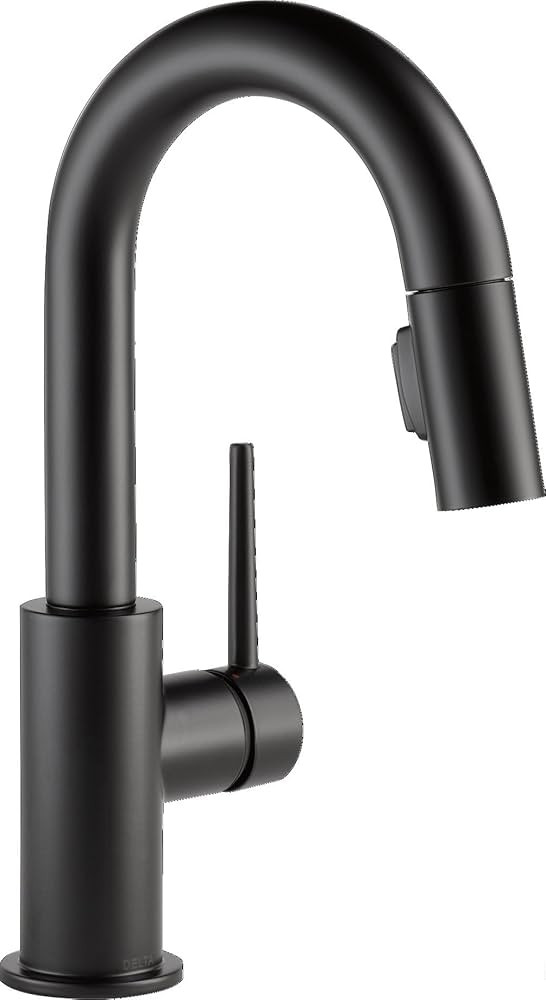 Delta Faucet Trinsic Matte Black Bar Faucet with Pull Down Sprayer, Black Bar Sink Faucet Single ... | Amazon (US)