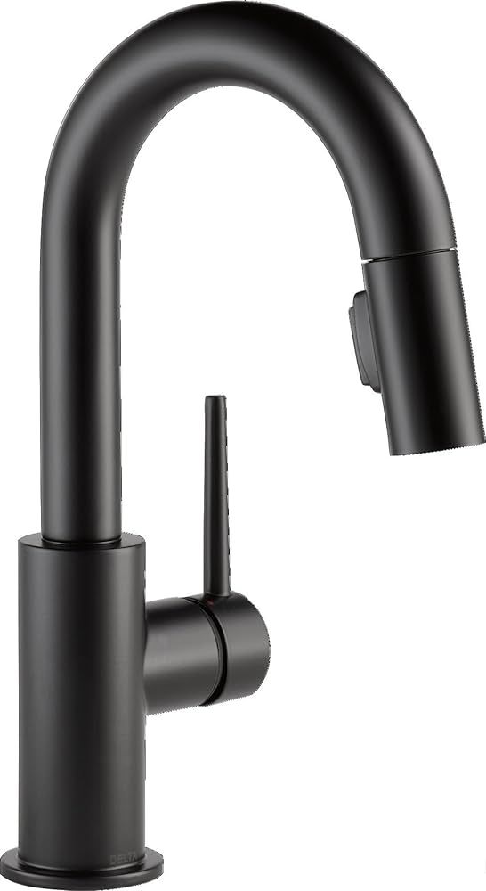 Delta Faucet Trinsic Matte Black Bar Faucet with Pull Down Sprayer, Black Bar Sink Faucet Single ... | Amazon (US)