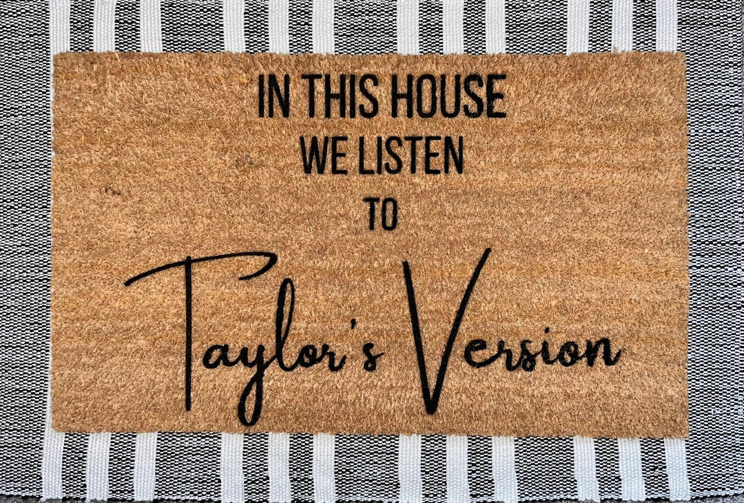 Taylors Version In this house we listen to Doormat, Taylor Swiftie Merch Welcome Doormat, Cute Fu... | Etsy (US)