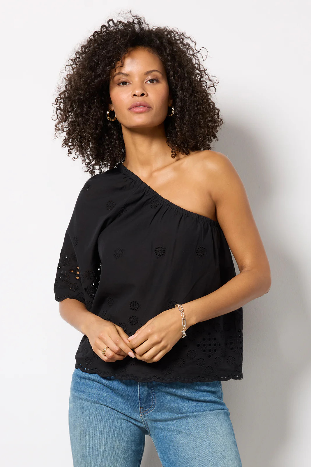Nash Eyelet One Shoulder Top | Evereve