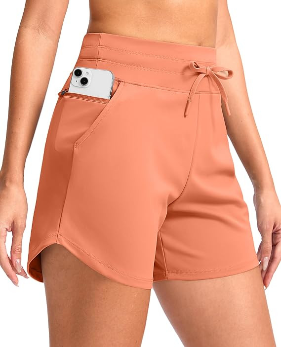 G Gradual Women's 5" Athletic Running Shorts with Zip Pockets Stretchy Quick Dry High Waisted for... | Amazon (US)